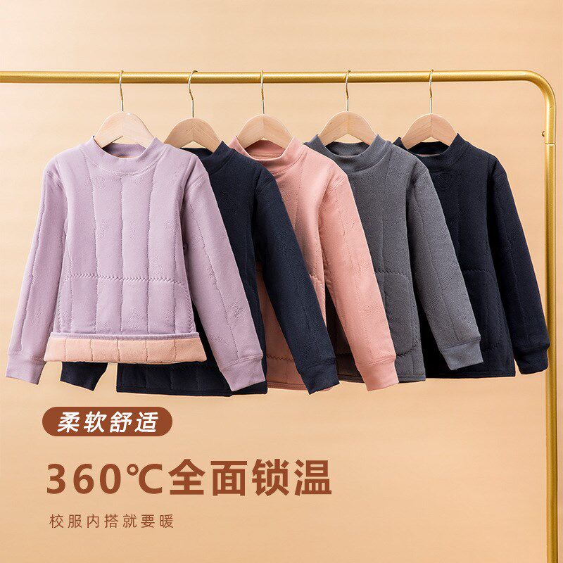 校服神器男女童棉服冬装儿童装夹棉内胆加绒棉衣冬季保暖内衣套装