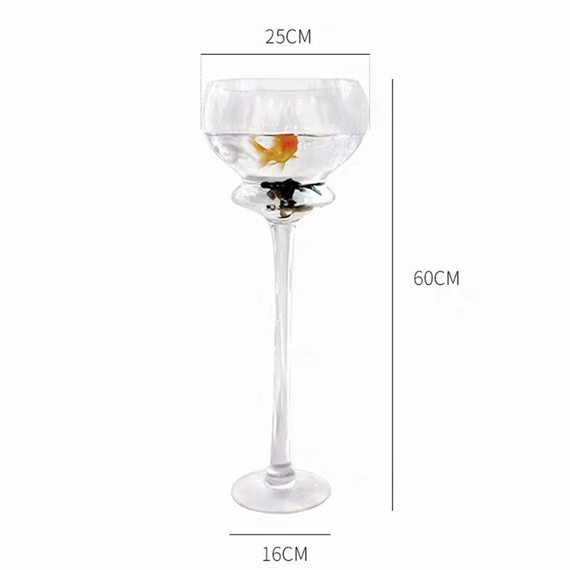 落地鱼缸玻璃透明客厅小型立式酒杯型大酒杯高款花瓶高体高脚