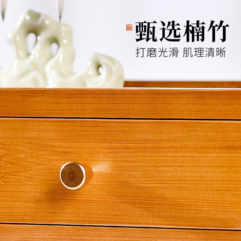 梅林笔庄楠木毛笔架实木挂架笔挂带抽屉收纳多功能文房四宝新中式