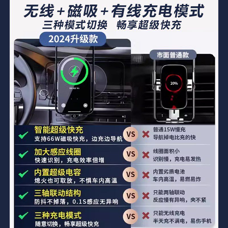 手机车载支架无线充电器充适用荣耀2024新款汽车仪表台导航支撑架