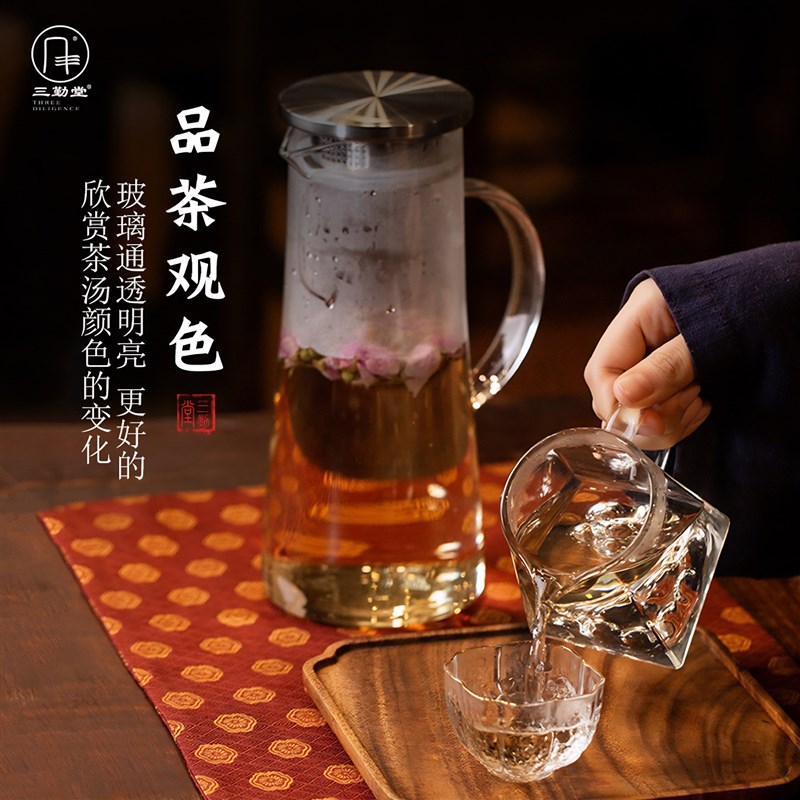 三勤堂凉水壶耐热加厚玻璃壶透明饮料果汁壶大容量花茶冷水壶茶壶
