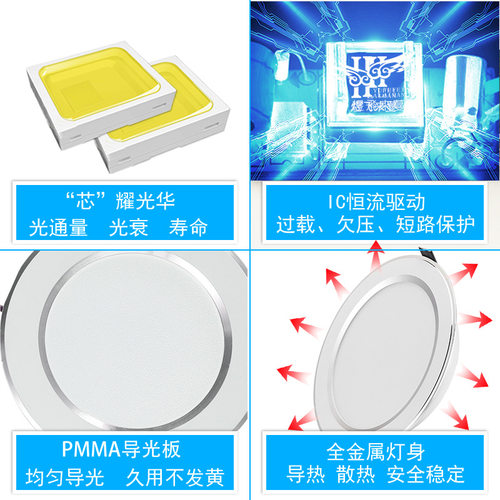 开孔26公分筒灯10寸超薄嵌入式天花灯24CM25厘米30W孔灯LED