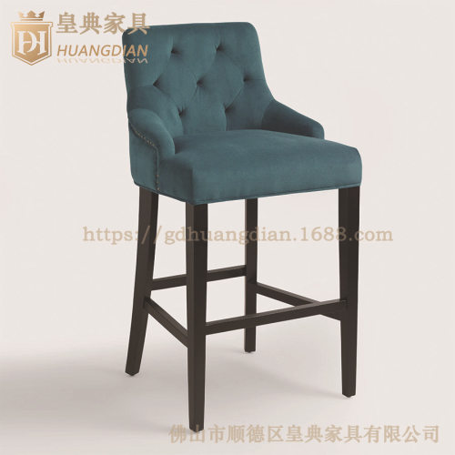 酒店家具厂家热销前台吧椅 接待台配套吧凳餐厅实木 布艺椅子 B37
