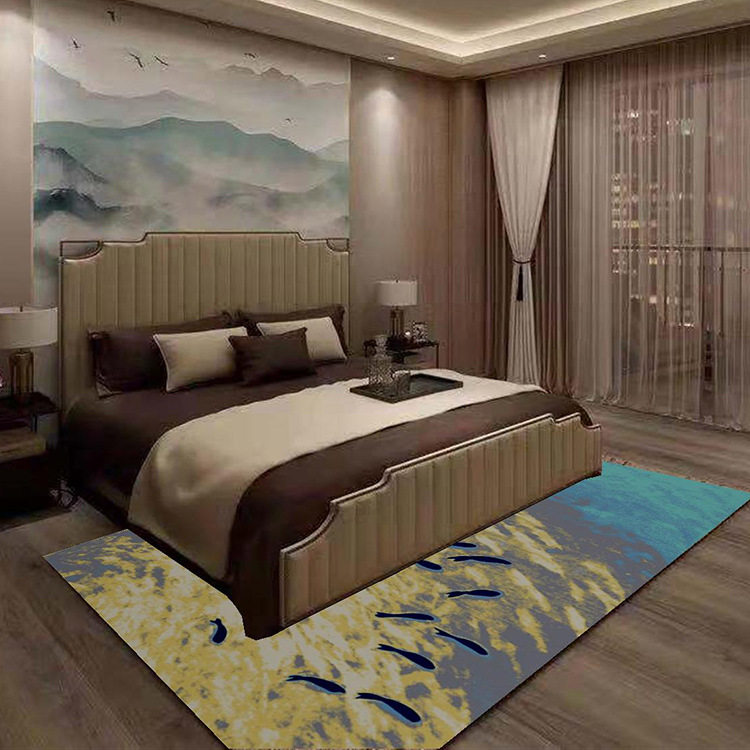 酒店客房床边床尾印花地毯块毯 宾馆房间地毯 新中式图案均可做图片