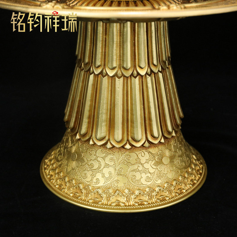 慧宝黄铜多用托盘家用摆件曼扎水果糕点八吉祥高脚供盘厅堂供碗碟