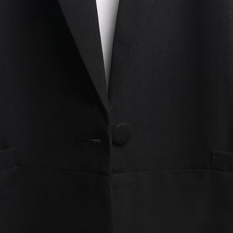 夏季薄马甲女士外搭黑色轻薄小西装宽松背心马夹短款夏天雪纺上衣