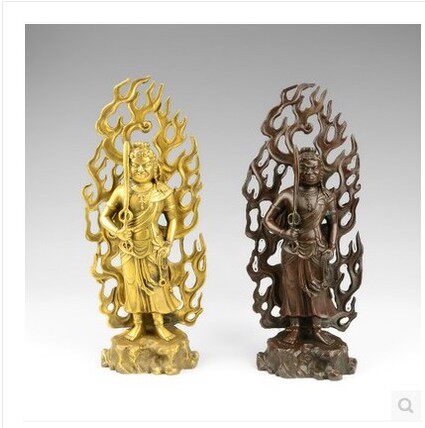 开运纯铜不动明王像 不动尊铜像属鸡本命佛家居工艺品摆件