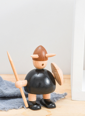 北欧风实木制维京人木偶欧式家居客厅样板间桌面摆件木质工艺礼品