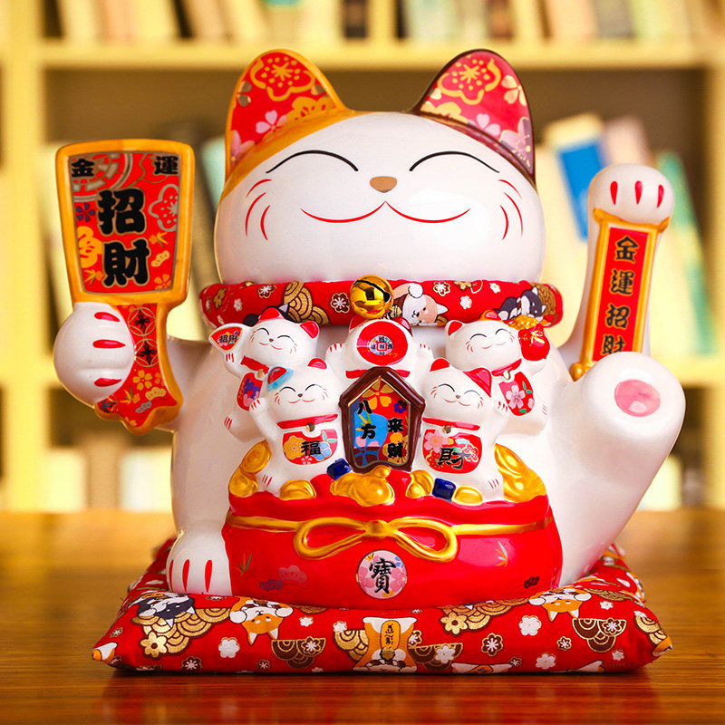 摇手招财猫摆件开业大号店铺收银台家居客厅礼品摇招手
