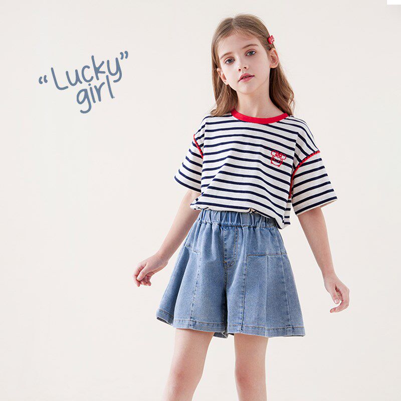女童牛仔短裤2024新款裙裤儿童休闲凉感阔腿裤女孩宽松夏季童装