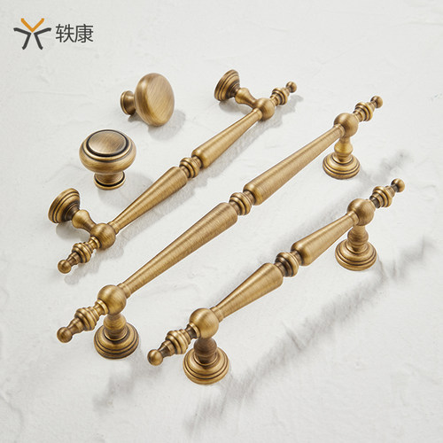黄铜法式复古柜门拉手古铜色衣柜门抽屉橱柜轻奢家具柜子铜把手