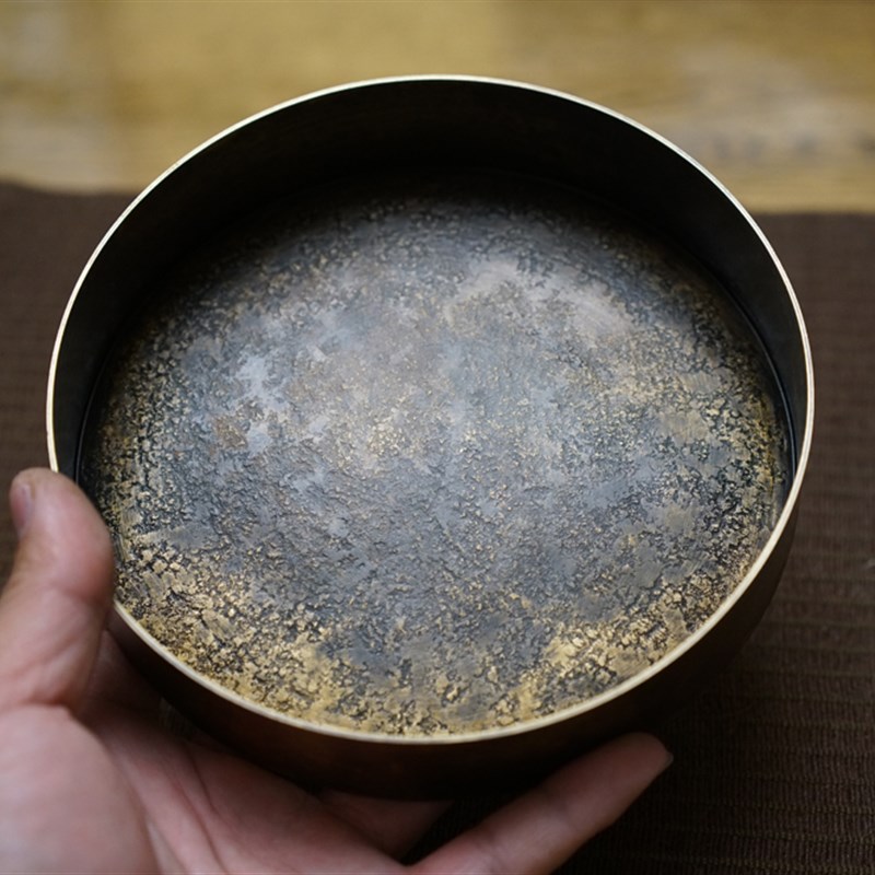 壶承壶托铜盘锤纹储水茶盘古铜盘铜契干泡盘手工制作复古包邮