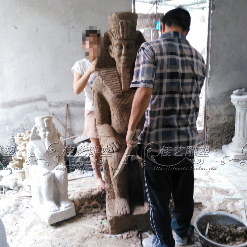 大型落地玻璃钢人物雕塑摆设埃及法老雕像塑像门厅过道高端摆件
