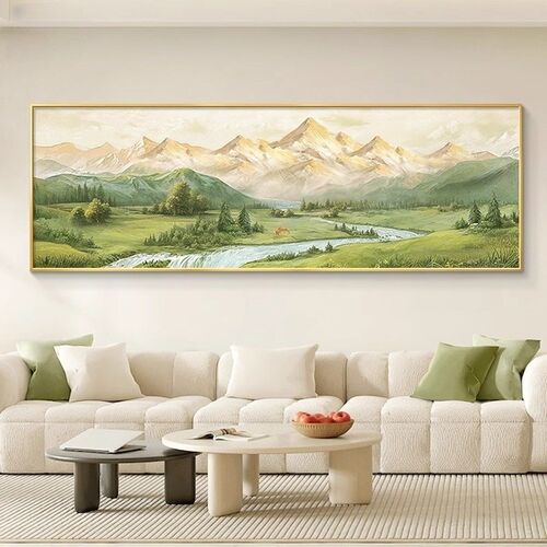 聚宝盆山水风景客厅挂画2024新款沙发背景墙装饰画大芬油画村壁画