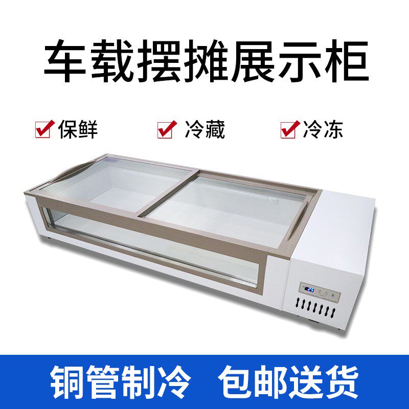 夜市摆摊台式移动冰柜冷藏冷冻展示柜台面柜三轮车便携柜