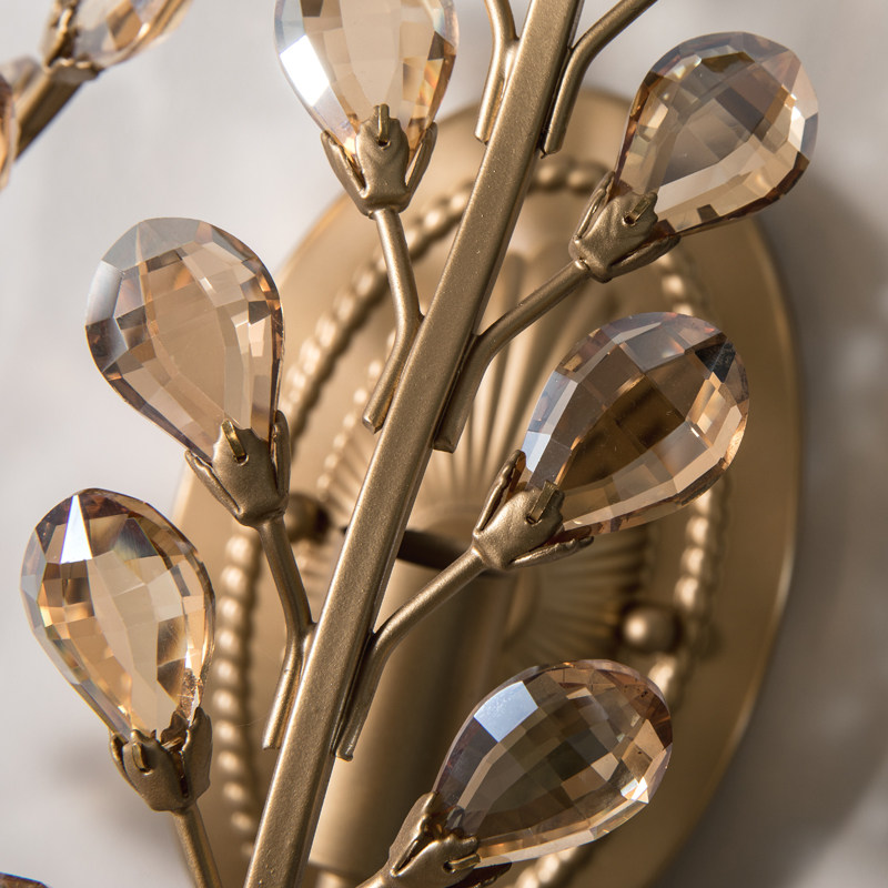 饰中晓楚 美式客厅水晶壁灯个性法式田园背景墙精致卧室床头灯具