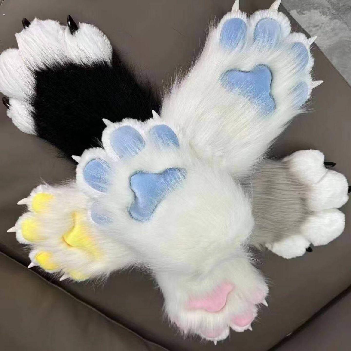 兽爪吱吱叫带指甲兽装爪子手套猫爪可爱毛绒成品道具
