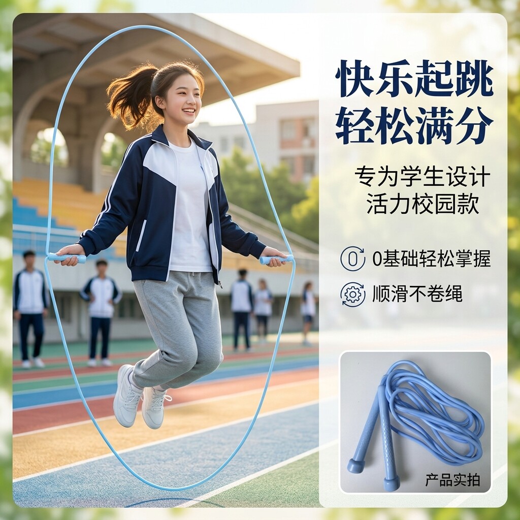 蓝致中考训练防滑不打结跳绳