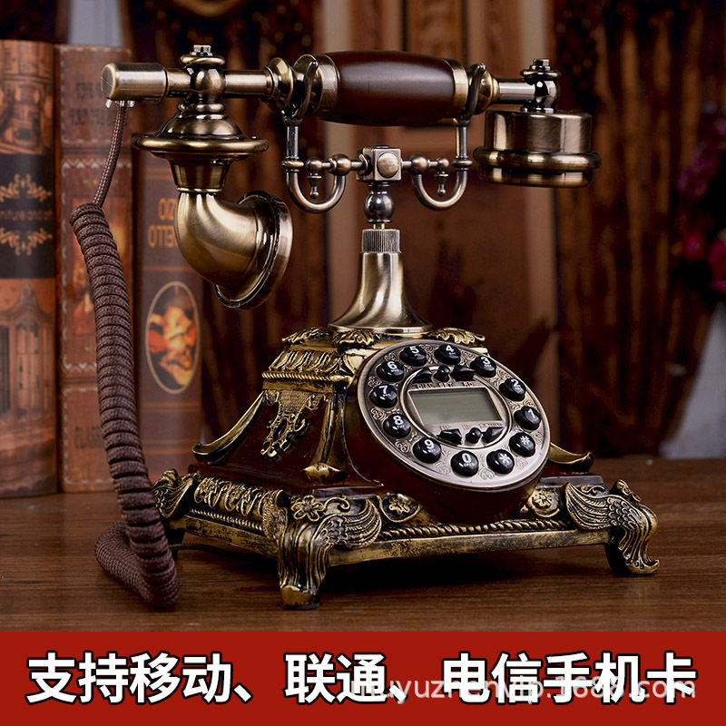 欧式仿古无线插卡电话机复古座机家用办公按键款美式时尚创意电话