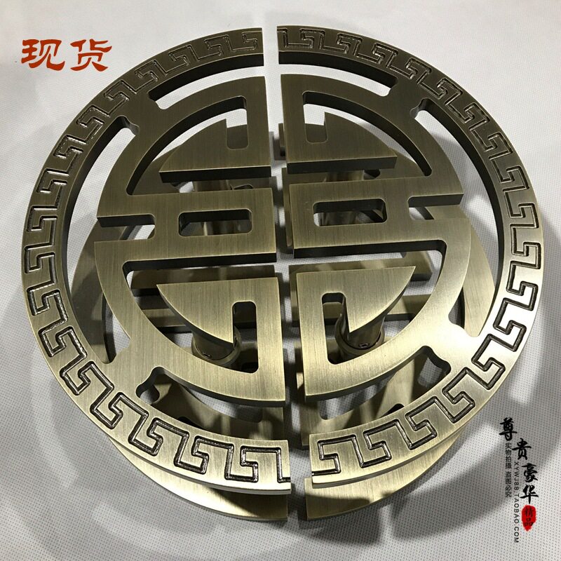 中式仿古黑色半圆形古铜玻璃大门拉手推拉门把手酒店会所红铜拉手