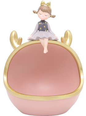 泡泡女孩北欧轻奢玄关钥匙收纳摆件创意家居装饰品客厅摆设少女心