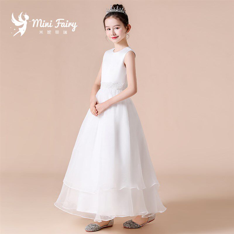 小仙女儿童礼服花童公主裙高端钢琴演奏中大童乐团白色礼服长仙气