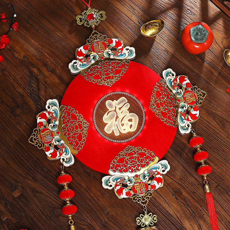 2026马年新年装饰品创意中国风发光福字锦鲤中国结客厅挂件挂饰