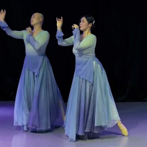 海与天古典舞蹈裙女仙气飘逸演出服中国舞半身裙1080度大摆裙