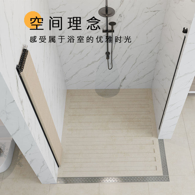 隐形浴帘整体折叠干湿分离隔断浴室防水高档挡水洗澡帘