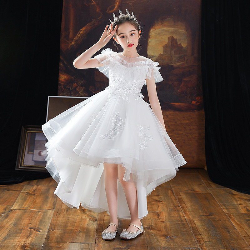 儿童公主裙花童白色女童蓬蓬纱小女孩高端主持人钢琴演奏礼服夏季