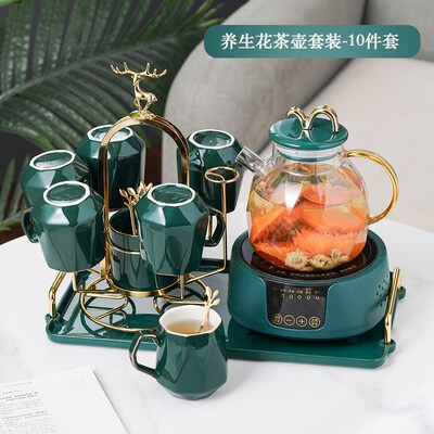 高颜值轻奢花茶具套装家用养生玻璃壶茶杯陶瓷水杯子乔迁结婚送礼