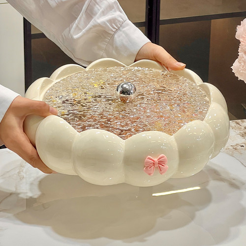 2026新款零食干果盘分格收纳盒家用水果盘家用带盖坚果瓜子糖果盒