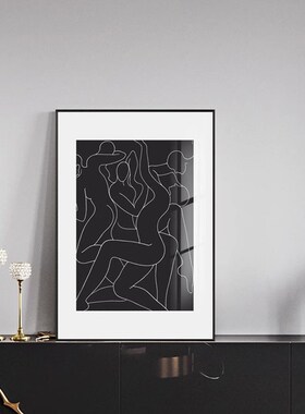 黑白艺术抽象线条装饰画客厅沙发背景墙画样板间玄关走廊卧室挂画