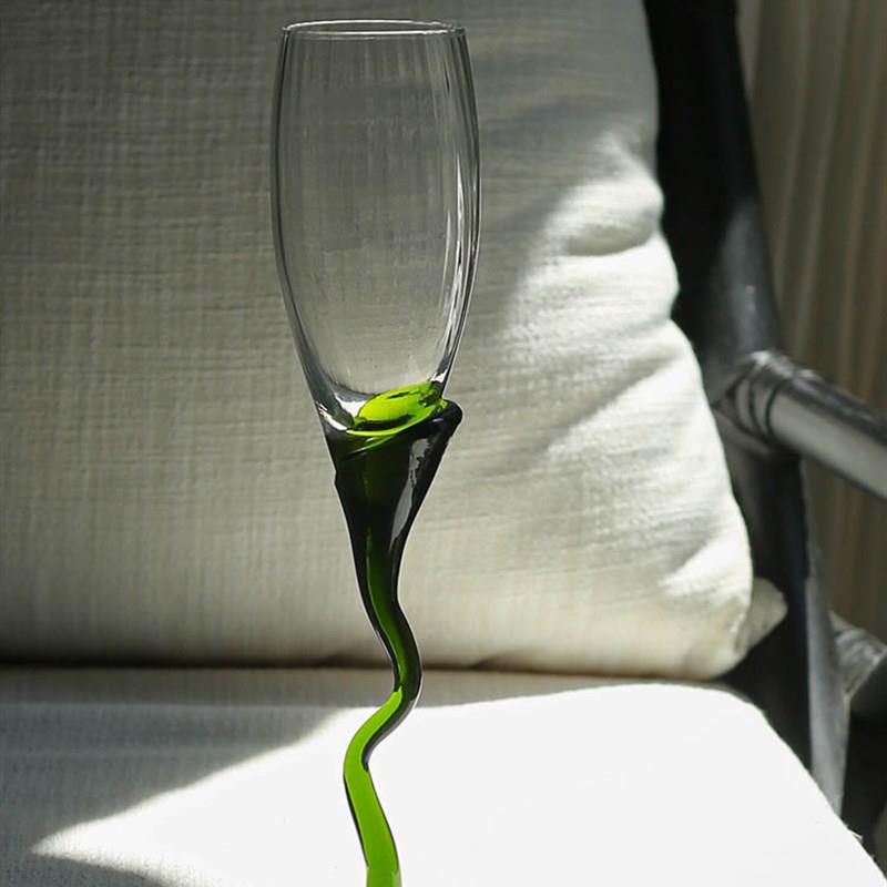 海绵空间 复古绿色威士忌酒杯花托玻璃底座烈酒杯鸡尾酒杯红酒杯