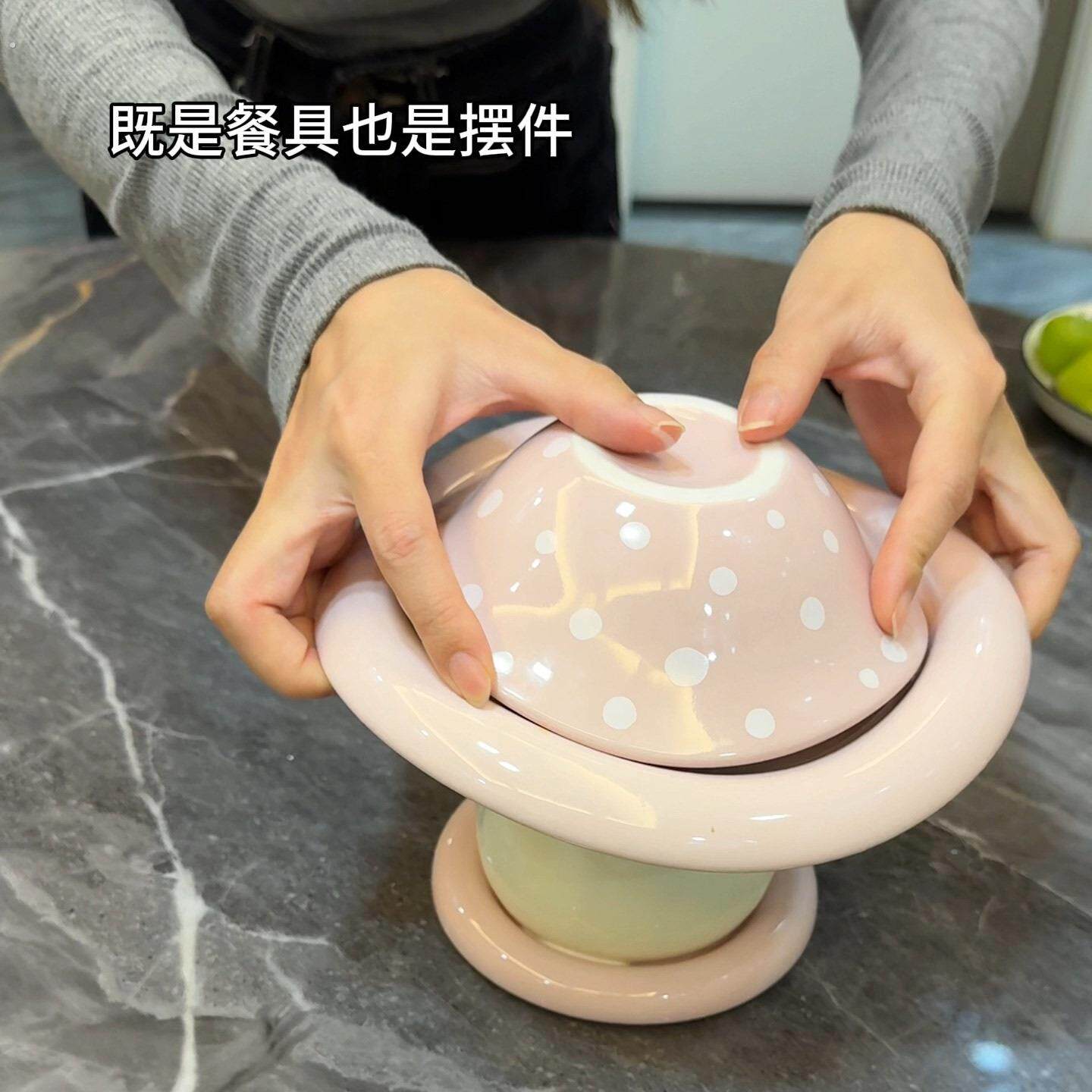 蘑菇陶瓷碗餐具套组特别漂亮送女生高颜值礼物可爱礼盒装送朋友