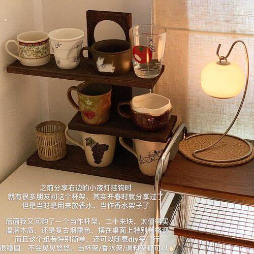 桌面博古架实木中式台式置物架小型简约现代茶室摆件化妆品收纳架