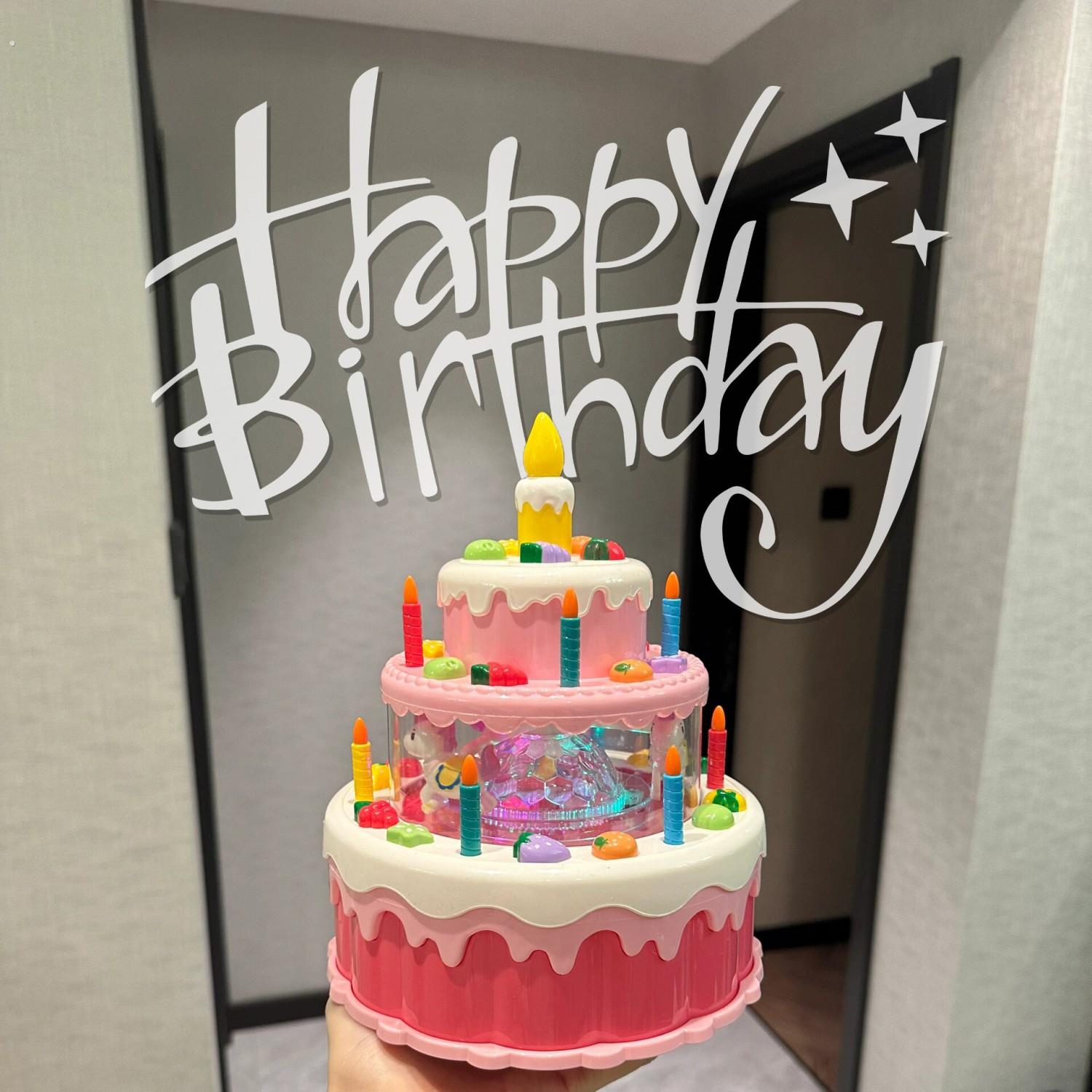 生日蛋糕拍照仿真模型道具订婚蛋糕有氛围感可以吹灭的仿真蛋糕