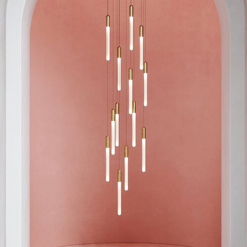 设计师北欧样板房客厅卧室床头柜吧台餐厅餐桌楼梯间长筒条形吊灯