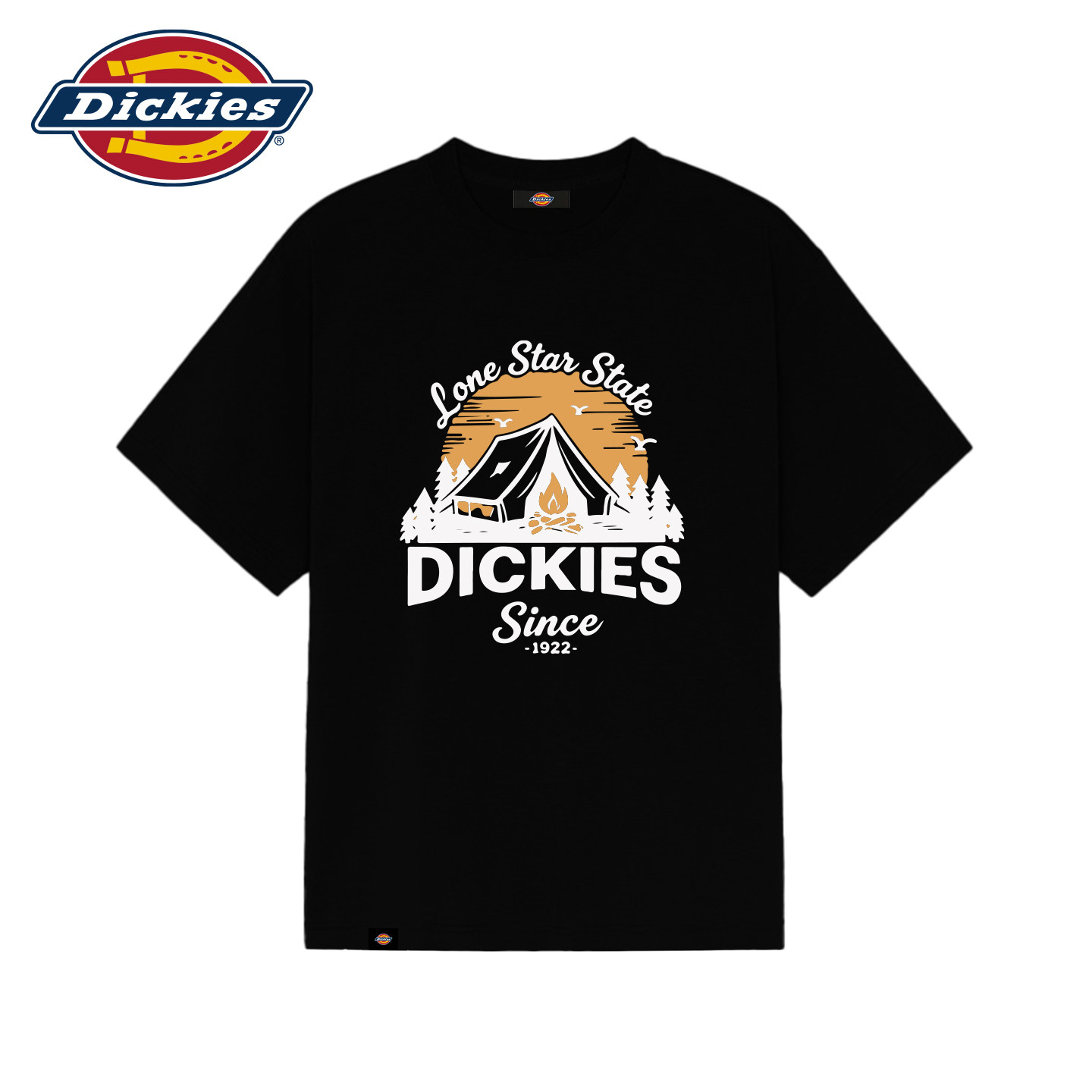 Dickies潮酷帐篷字母印花短袖T恤宽松型纯棉圆领男女同款百搭上衣