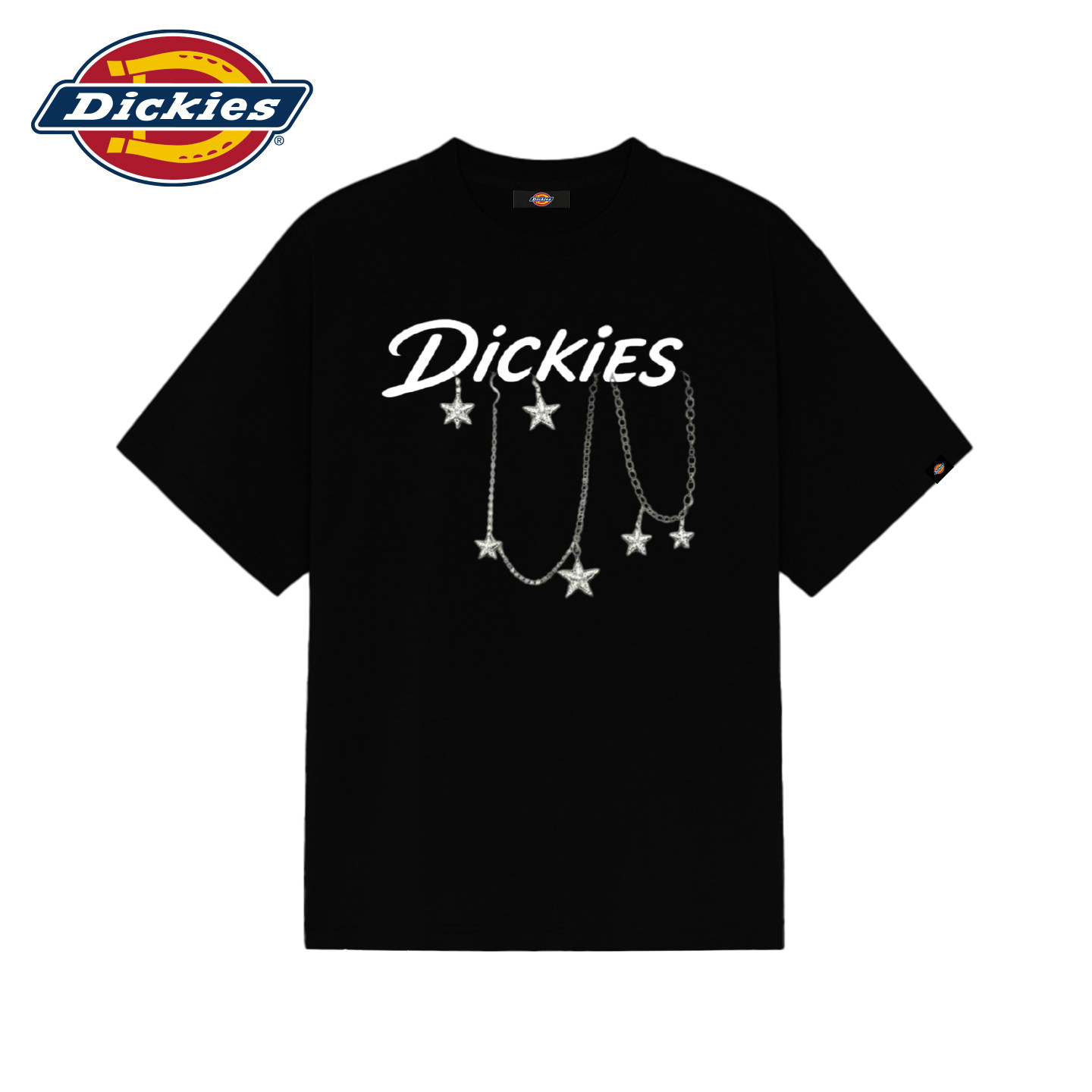 Dickies美式街头星星链条印花短袖T恤宽松型男女同款夏季纯棉上衣