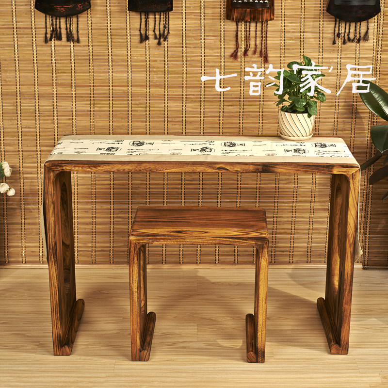 【七韵家居】烧桐木燕尾榫卯一体古琴桌古琴专用扬州古琴桌长方圆