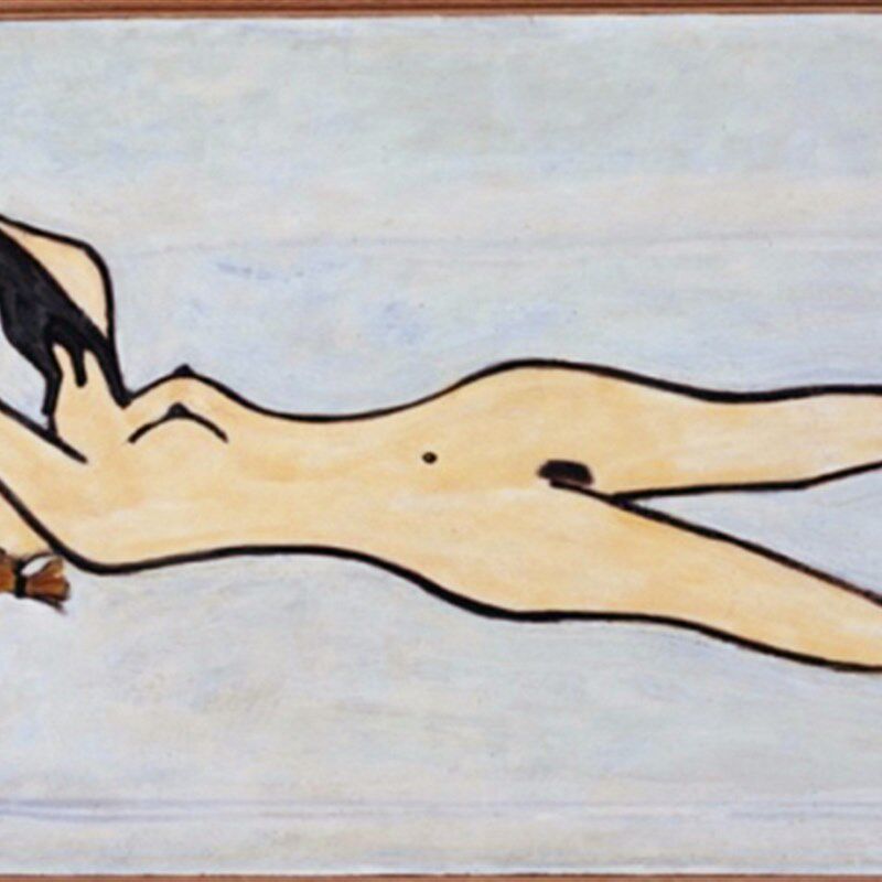 新中式装饰画常玉油画裸女猫手绘临摹复制品书店书房儿童房挂画