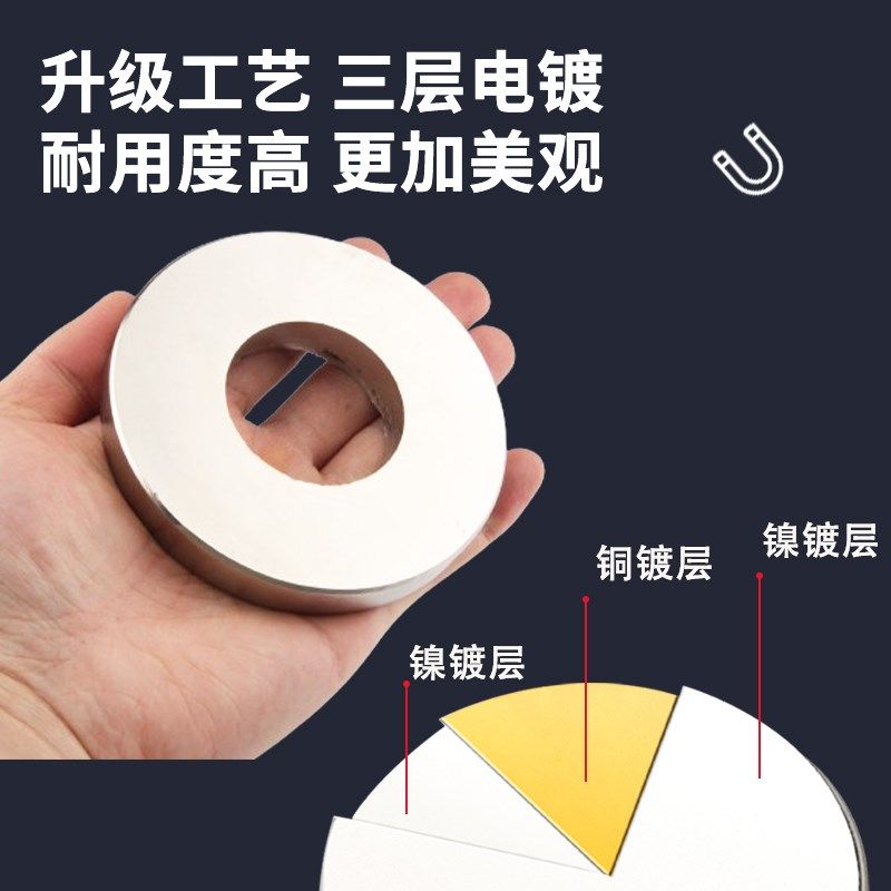 100x15-45mm圆环形强力磁铁强磁钕铁硼强磁带孔吸铁孔磁滚筒磁环