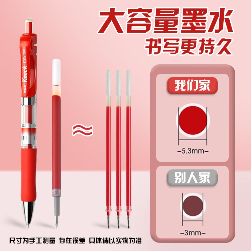 五千年红笔学生专用老师批改作业红色笔中性笔按动笔直液式走珠笔图片