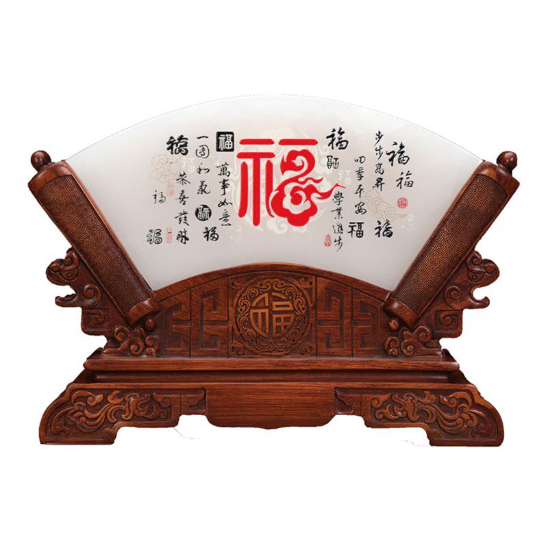云浮天然阿富汗玉石扇形摆件家居玄关酒柜电视柜办公室装饰品礼品