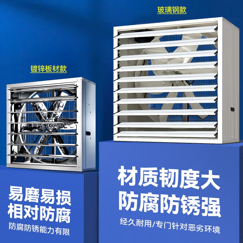 玻璃钢负压风机工业排风扇大功率推拉商用强力养殖场排气扇换气扇
