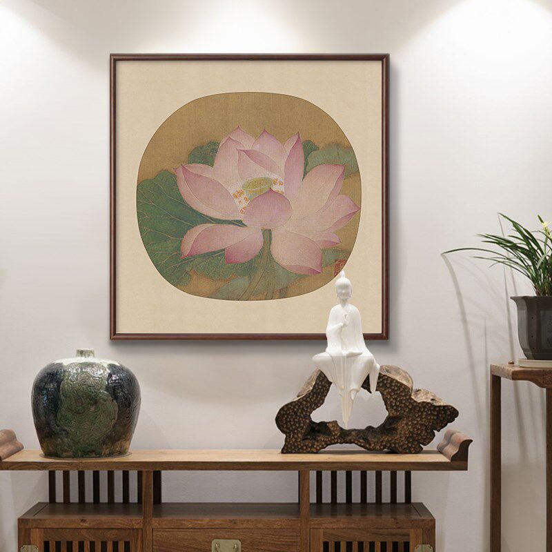 宋代小品出水芙蓉荷花玉簪花国画客厅装饰画书房茶室方画餐厅挂画