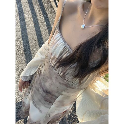 are U shop新中式水墨吊带连衣裙女夏季质感高级感小个子气质裙子