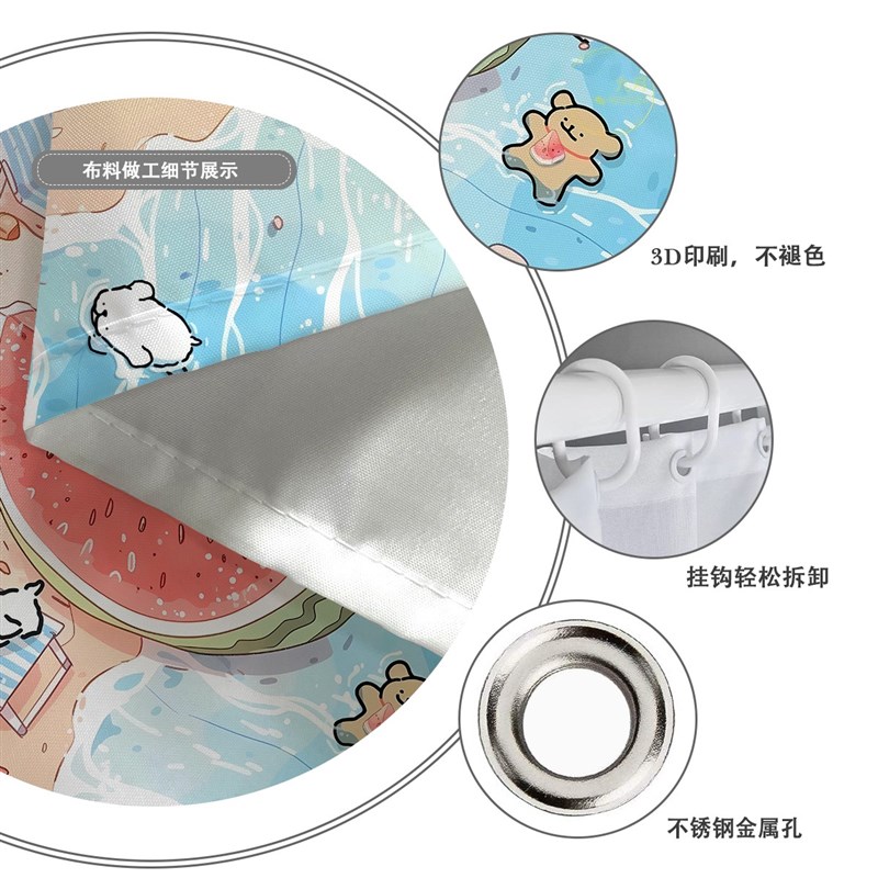 线条小狗浴帘洗澡卡通浴室防水防霉卫生间隔断帘门帘窗帘帘子挂帘