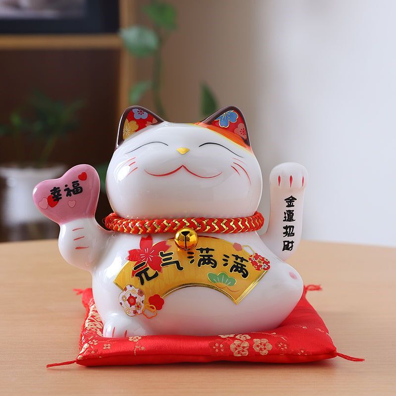 电动摇手招财猫摆件小号陶瓷店铺开业礼品自动招手家居办公桌装饰